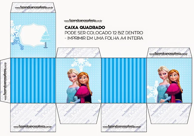 Caja para Imprimir Gratis de Frozen en Navidad Azul.