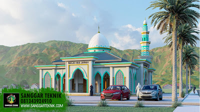 DESAIN MASJID MINIMALIS MODERN UKURAN 14.5 x 15 METER SUDAH TERMASUK TERAS