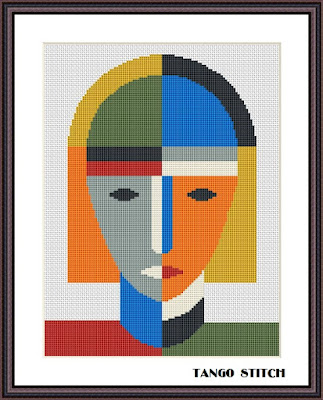 Abstract woman suprematism cross stitch pattern