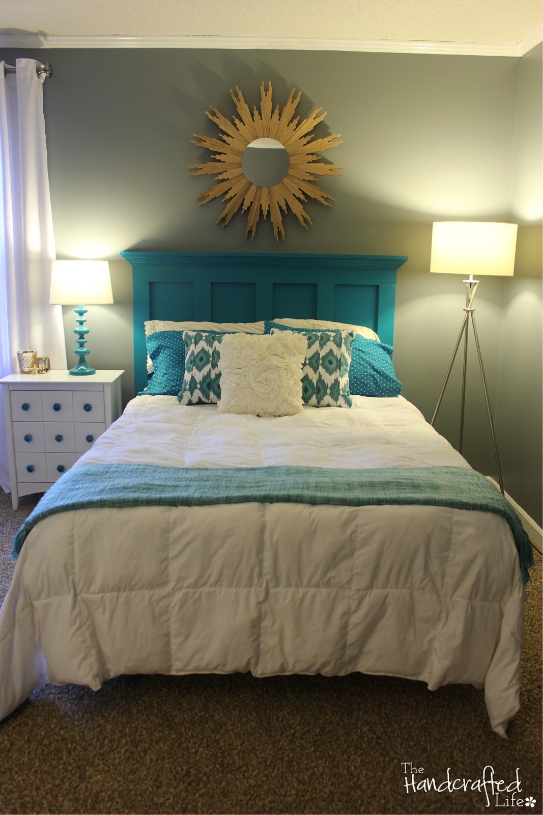  The Handcrafted Life Teal  White  and Grey Guest Bedroom  