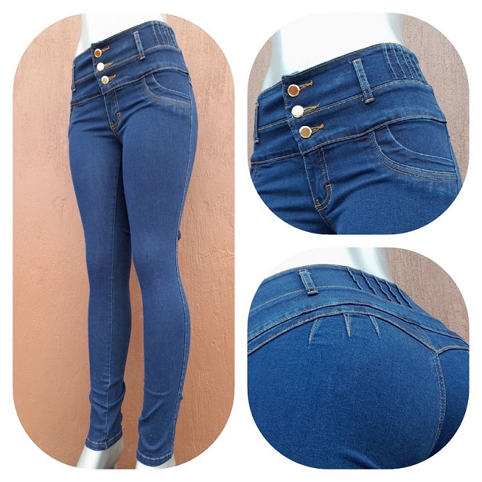 Pantalon Tipo Colombiano  - Color azul mezclilla liso