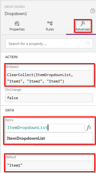Powerapp dropdown advanced with Value