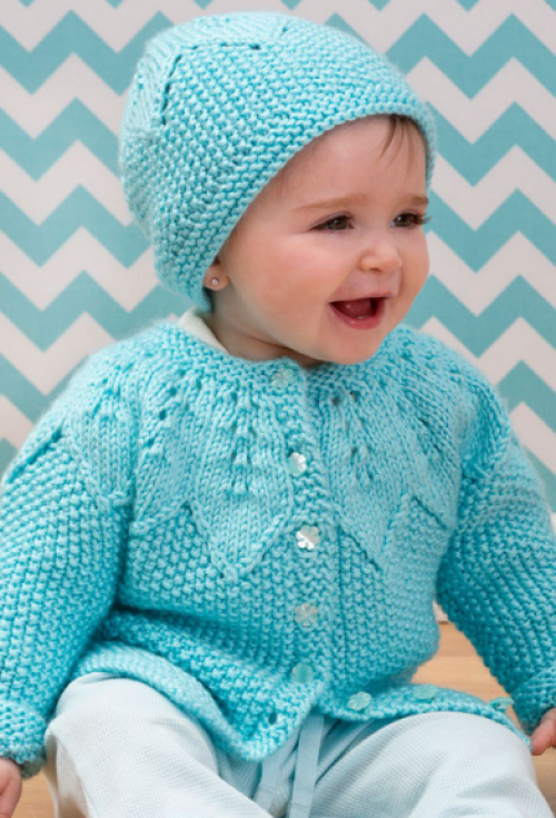 Star Bright Baby Cardigan and Hat - Free Pattern 