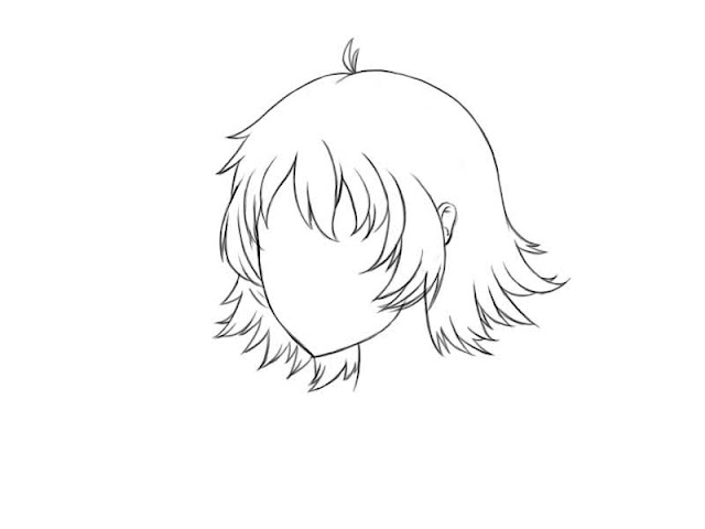 dessiner des cheveux manga: coupe courte pour femme