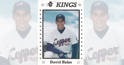 David Hulse 1990 Butte Copper Kings card, Hulse up close, arm on knee
