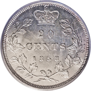 Canada 20 Cents Silver Coin 1858