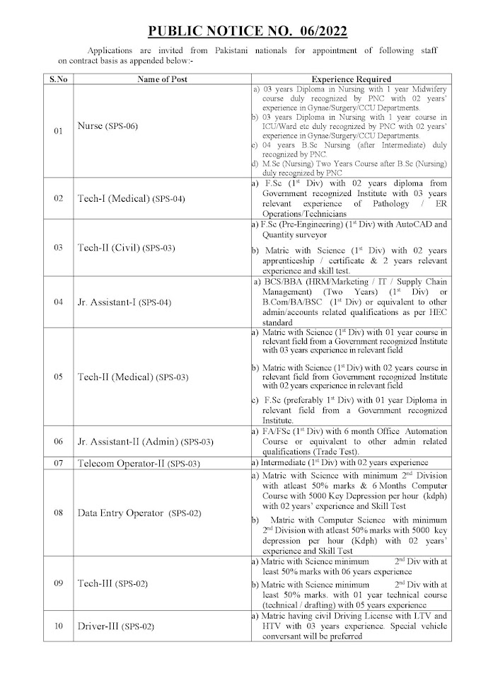 PAEC Atomic Energy Jobs 2022 Public Notice 06/2022 Latest Advertisement Apply Online