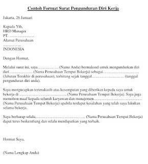 Contoh Membuat Format Surat Pengunduran Diri Dari Tempat Kerja atau resign