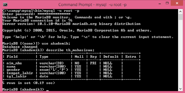 Create, Alter dan Drop Table Database MySQL