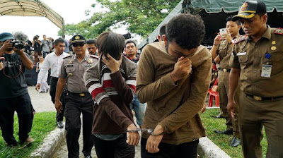 Publicly caned for having gay sex, Indonesia's Aceh province, May 2017