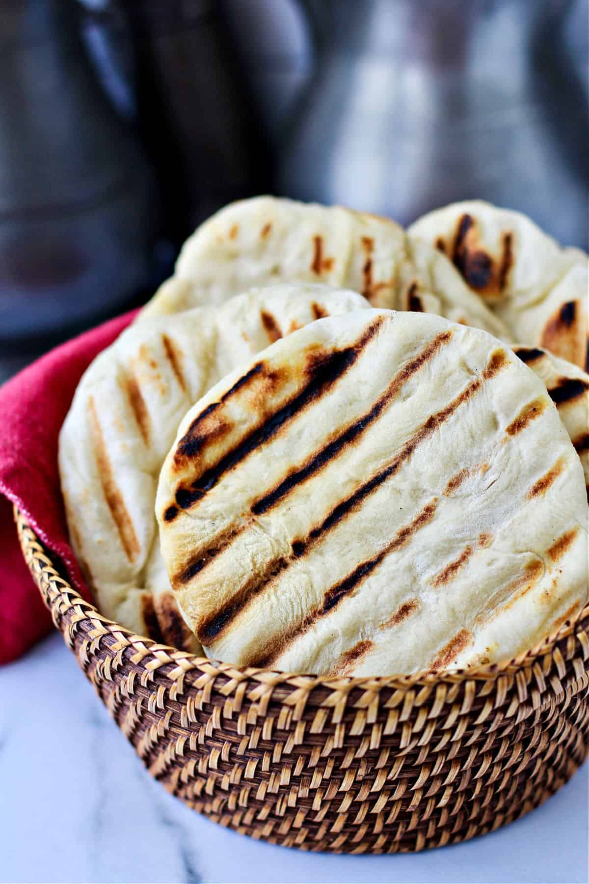 Grilled Flatbreads in a basket.