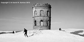 Buxton Solomon's Temple and Runner in snow