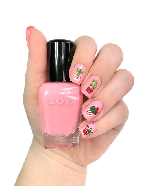 Christmas Cacti Nail Art