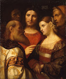 Christ and the Woman Taken in Adultery (Oil on canvas, 1510s-1511s) by Palma il Vecchio Jacopo (Jacopo Nigreti)