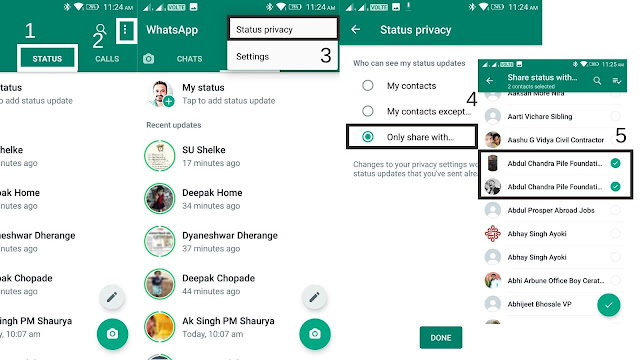 5 Steps to share WhatsApp status with a specific person