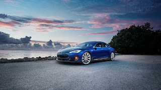 Tesla Model S Blue Sunset