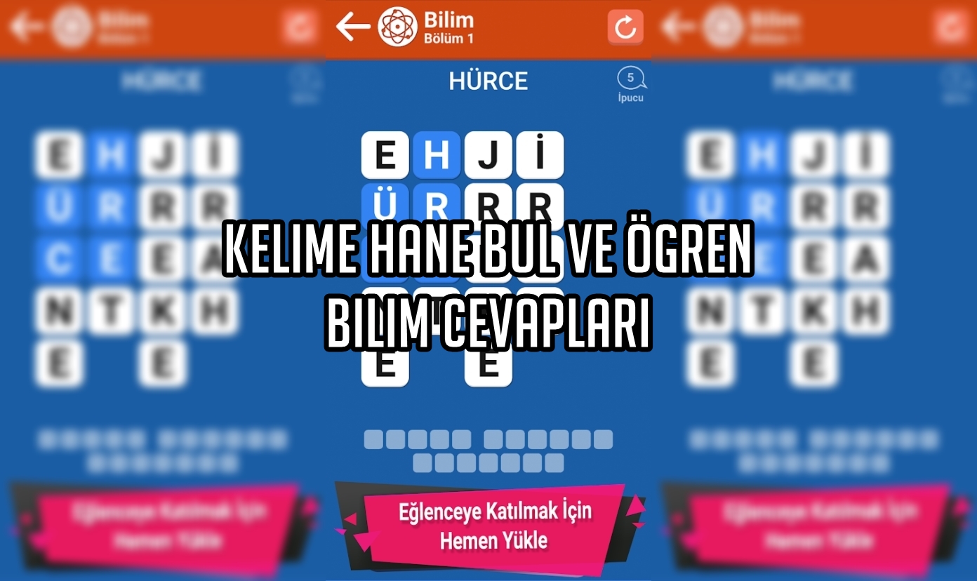 Kelime Hane Bul ve Öğren Bilim Cevaplar