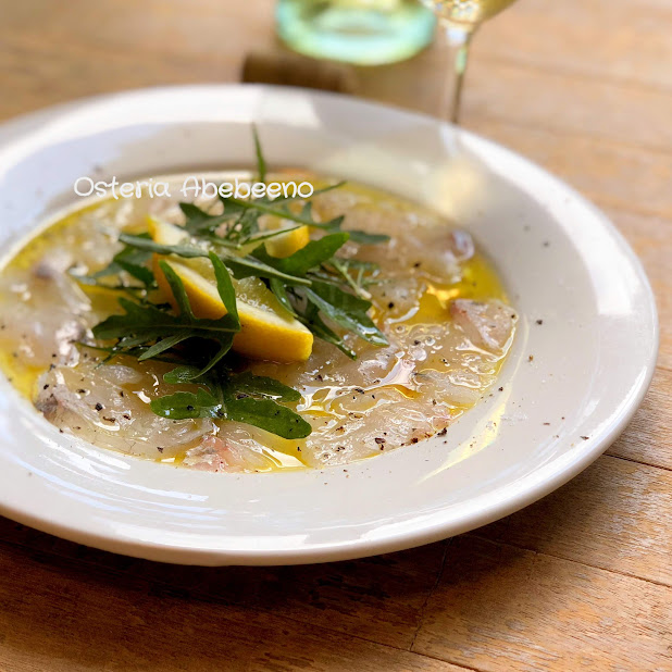 Carpaccio Di Pesce A Testa Piatta 真鯒の洗い カルパッチョ仕立て Osteria Abebeeno
