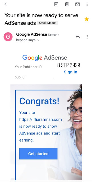 email persetujuan google adsense