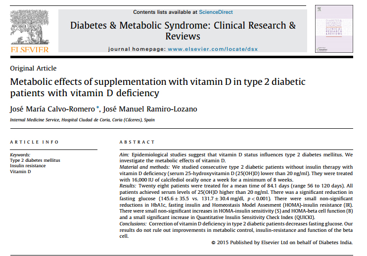 ... de la vitamina D3 en el metabolismo del paciente con diabetes tipo 2