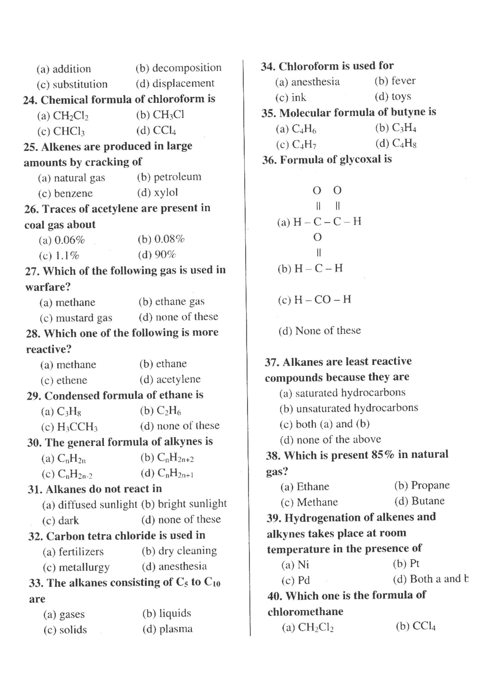 Chapter 4 Notes  10th Class Chemistry  Chapter Name: Hydrocarbons {MCQs}