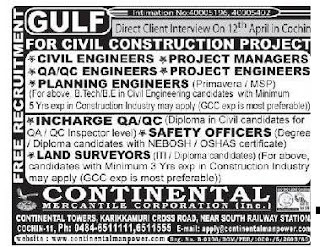 Free Recruitment for Civil Construction Project