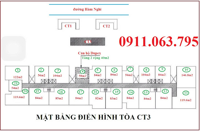 Mặt bằng chung cư Vinhomes Gardenia Mỹ Đình tòa CT3