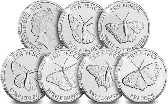 Guernsey 10 pence 2022 - Butterflies