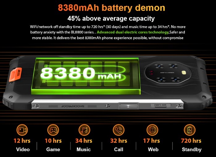 04 Blackview BL8800 5G Huge 8,380mAh Battery for 30 Days of Standby