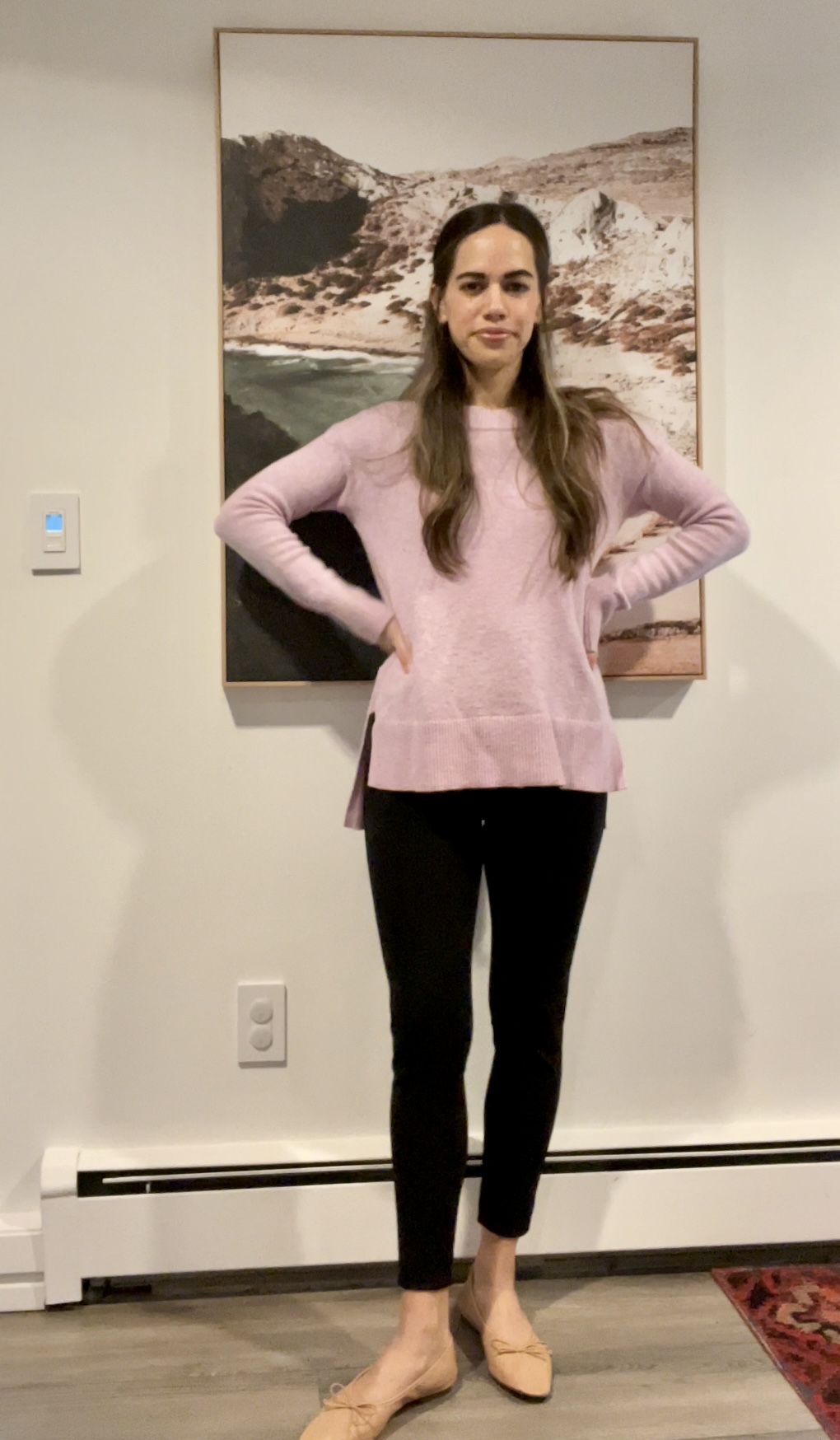 Jules in Flats - November Work Outfit (Tunic Sweater + Ankle Pants)