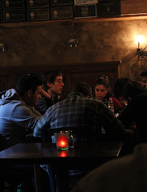 youngsters hanging out at a restaurant in Europe