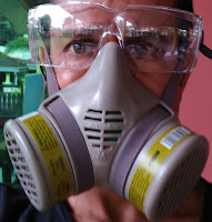 Chemical grade mask and safety goggles are compulsory