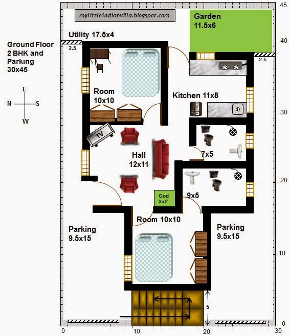 My Little Indian Villa 22 R15 2BHK in 30x45 West facing 