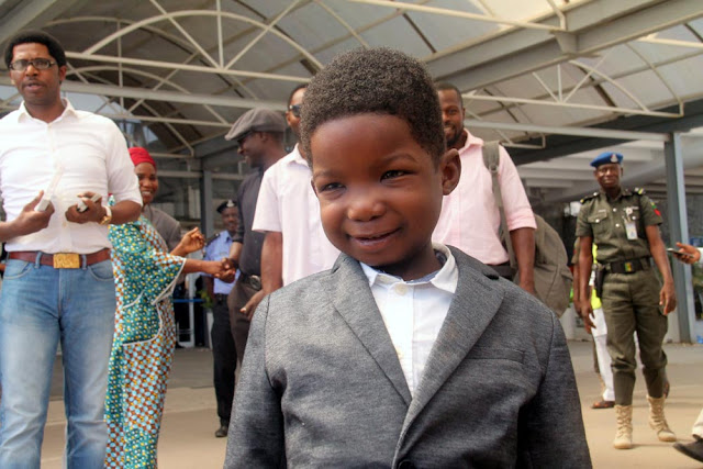 Ali Ahmadu, six-year-old victim Boko Haram, returns from Dubai after successful spinal cord surgery