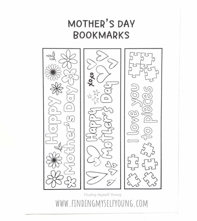 Mother's Day bookmark templates printed onto white paper.