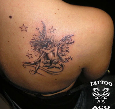 Fairy Tattoo on the woman's back