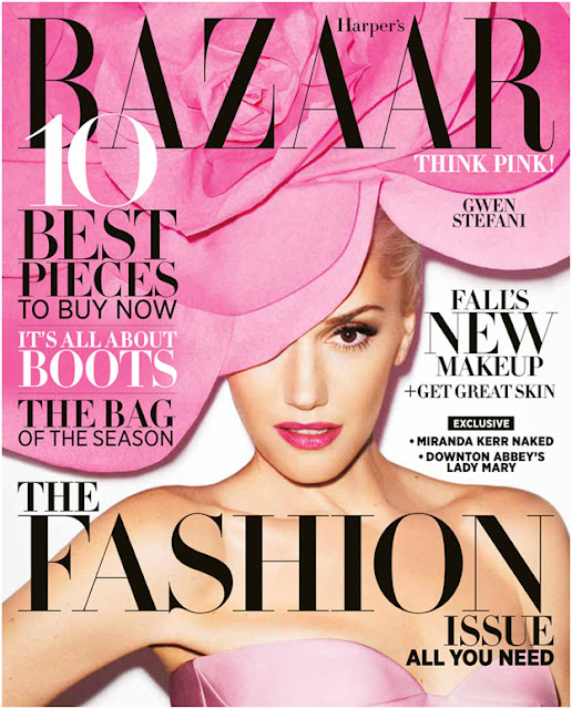 gwen stefani harpers bazaar cover pink hat