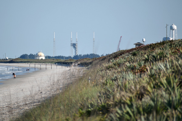 United Launch Alliance's SLC-41 pad, the launch site for the CST-100 Starliner, as seen from Playalinda Beach...on March 26, 2022.