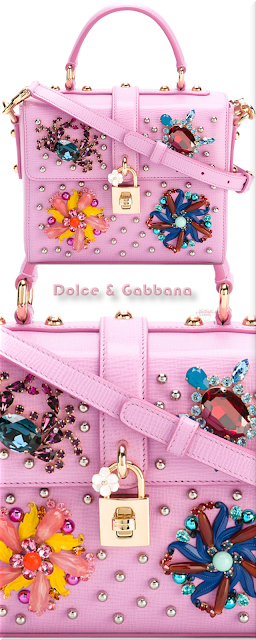 ♦Dolce & Gabbana pink bejeweled Dolce soft box tote bag #dolcegabbana #bags #pink #pantone #brilliantluxury