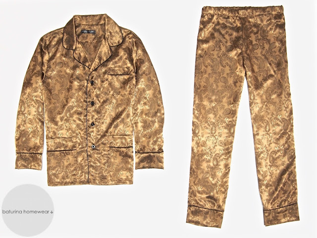 Mens gold paisley silk pajamas set classic luxury pyjamas for men