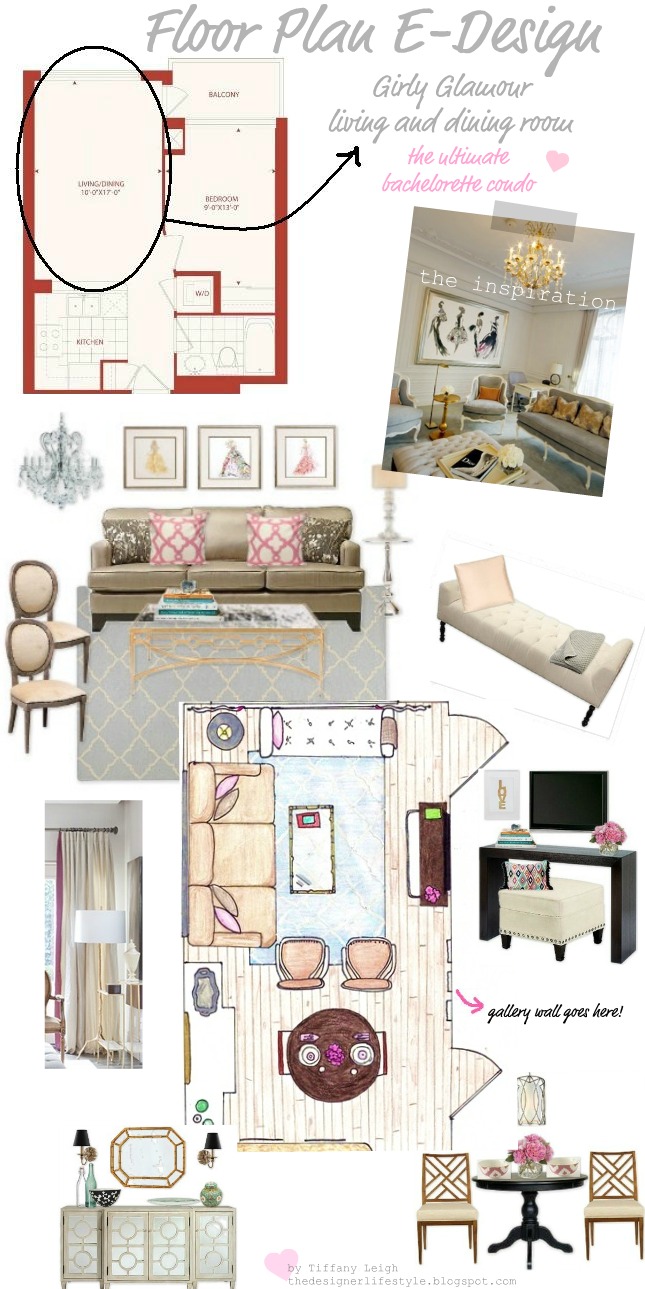 Tiffany Leigh Interior Design: Floor Plan E-Design: Girly Glamour