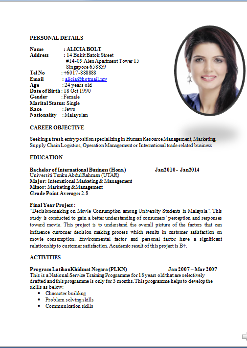 standard curriculum vitae - Resume
