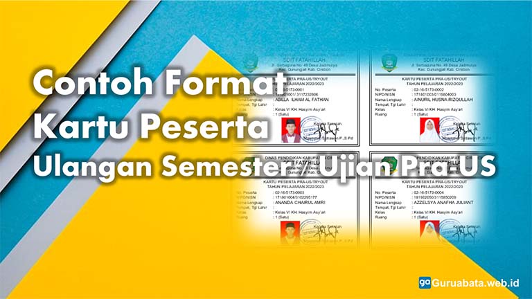 download contoh format kartu peserta ujian ulangan semester pas sas pat uts pts