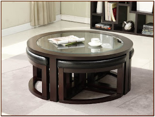 coffee table with stools underneath