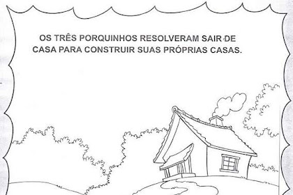 História dos Três Porquinhos para colorir e atividades.