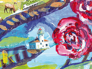 Dream Voyage of a Rose Fun Collage Painting Greeting Card