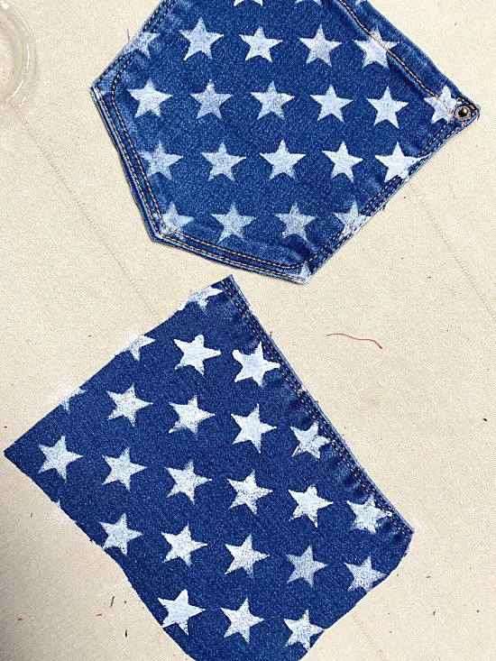 denim with white stenciled stars