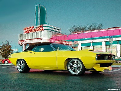 Plymouth Hemi Cuda Sport YellowMuscle Car