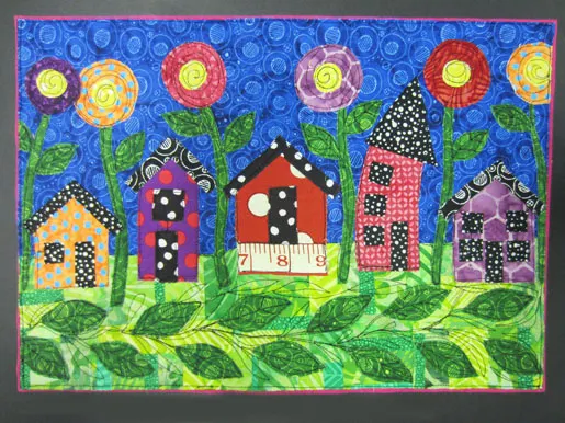 whimsy house art quilt