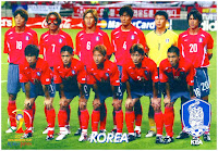 Selección de COREA DEL SUR - Temporada 2001-02 - Hwang Sun-Hong, Kim Tae-Young, Yoo Sang-Chul, Choi Jin-Cheul, Lee Woon-Jae, Hong Myung-Bo; Park Ji-Sung, Lee Young-Pyo, Lee Chun-Soo, Song Chong-Gug, Cha Du-Ri - COREA DEL SUR 0, ALEMANIA 1 (Ballack) - 25/06/2002 - Campeonato del Mundo de Futbol de Corea y Japón 2002, semifinal - Seúl (Corea del Sur), Seoul World Cup Stadium - Alemania, luego, perdió la final contra Brasil